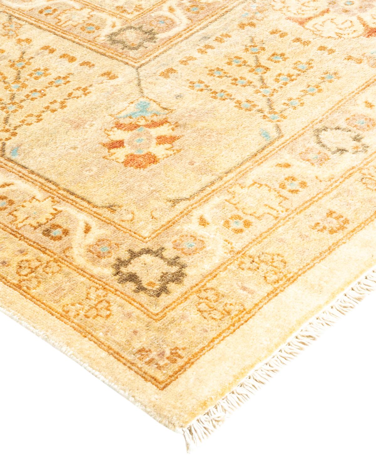 One-of-a-Kind Hand Made Contemporary Eclectic Ivory Area Rug For Sale 1