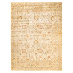 One-of-a-Kind Hand Made Contemporary Eclectic Ivory Area Rug