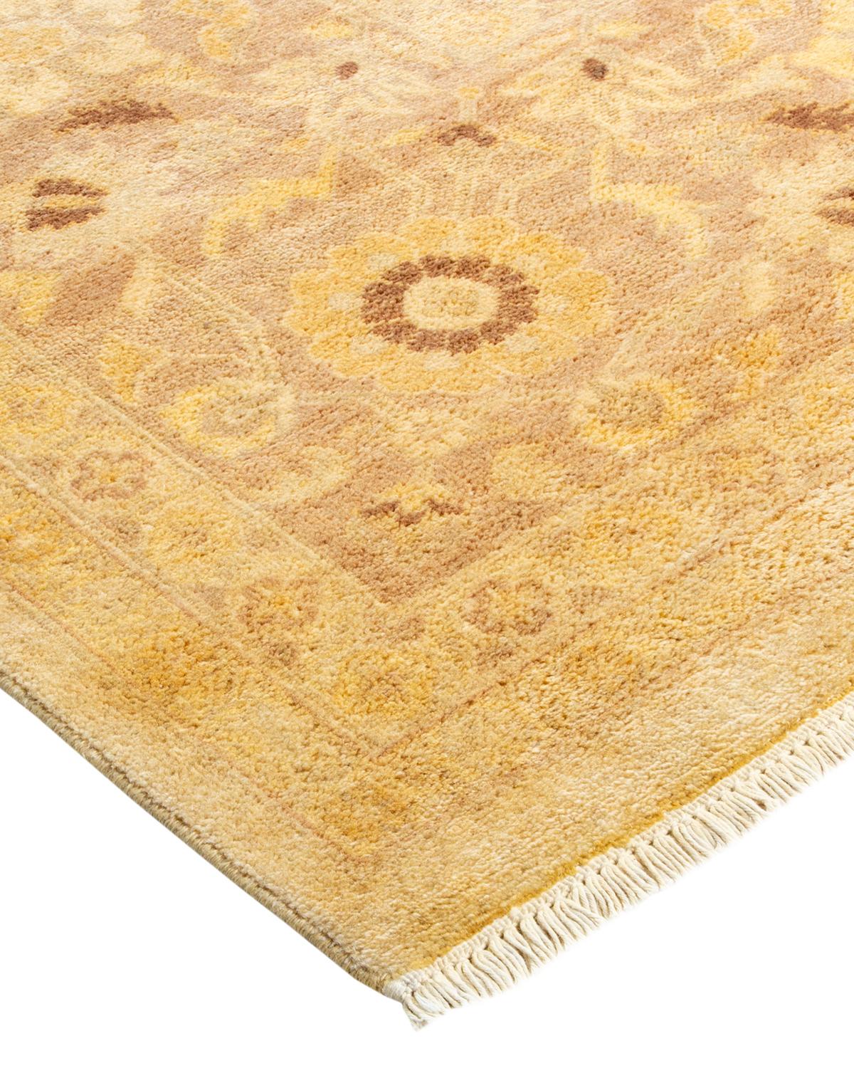 Einzigartige Hand Made Contemporary Eclectic Elfenbein Bereich Teppich (Wolle) im Angebot