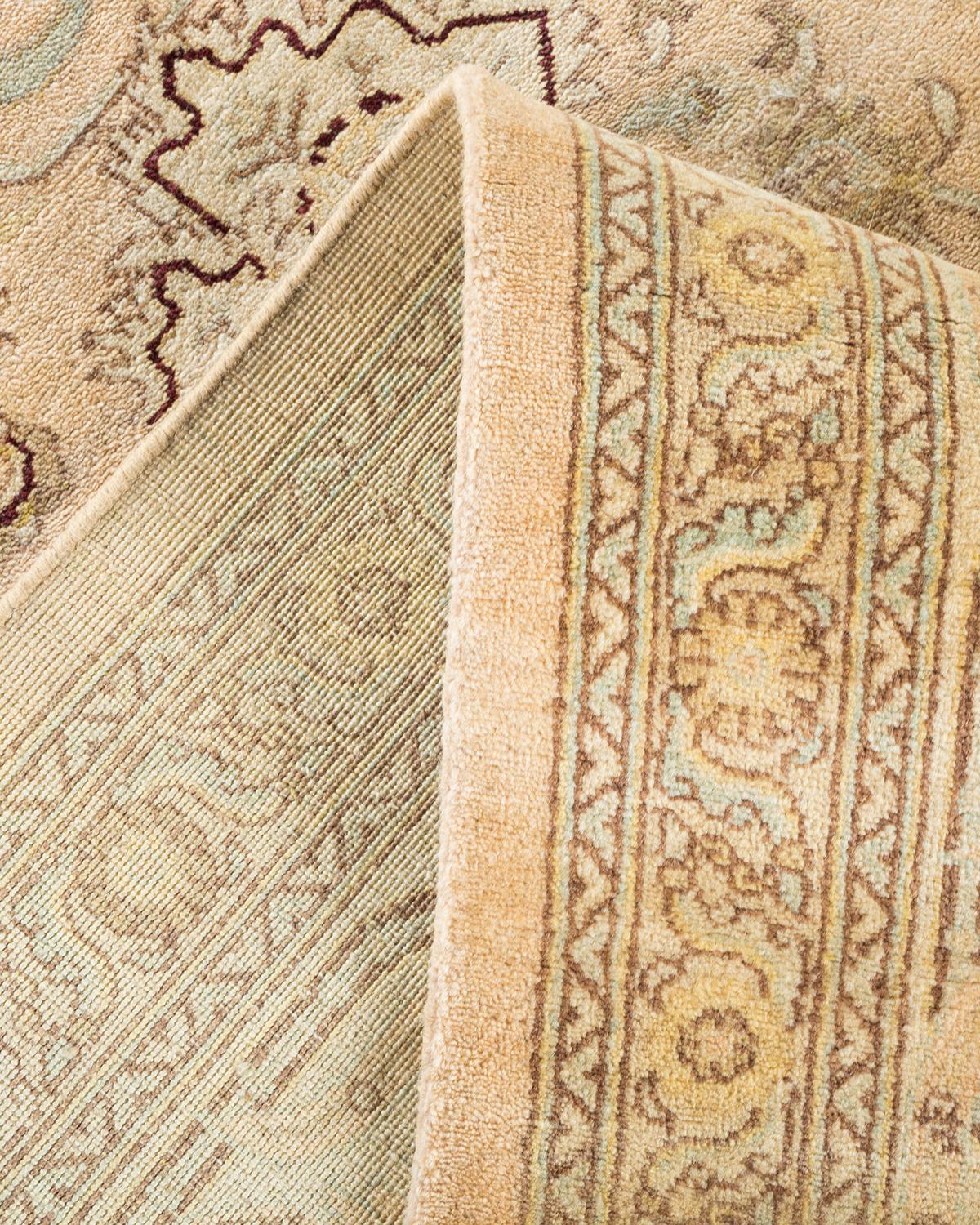 Pakistani One-of-a-kind Hand Made Contemporary Eclectic Ivory Area Rug For Sale
