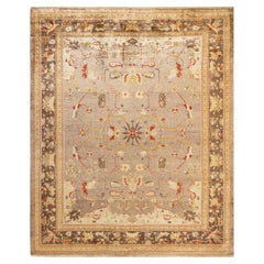 One-of-a-Kind Hand Made Contemporary Eclectic Ivory Area Rug