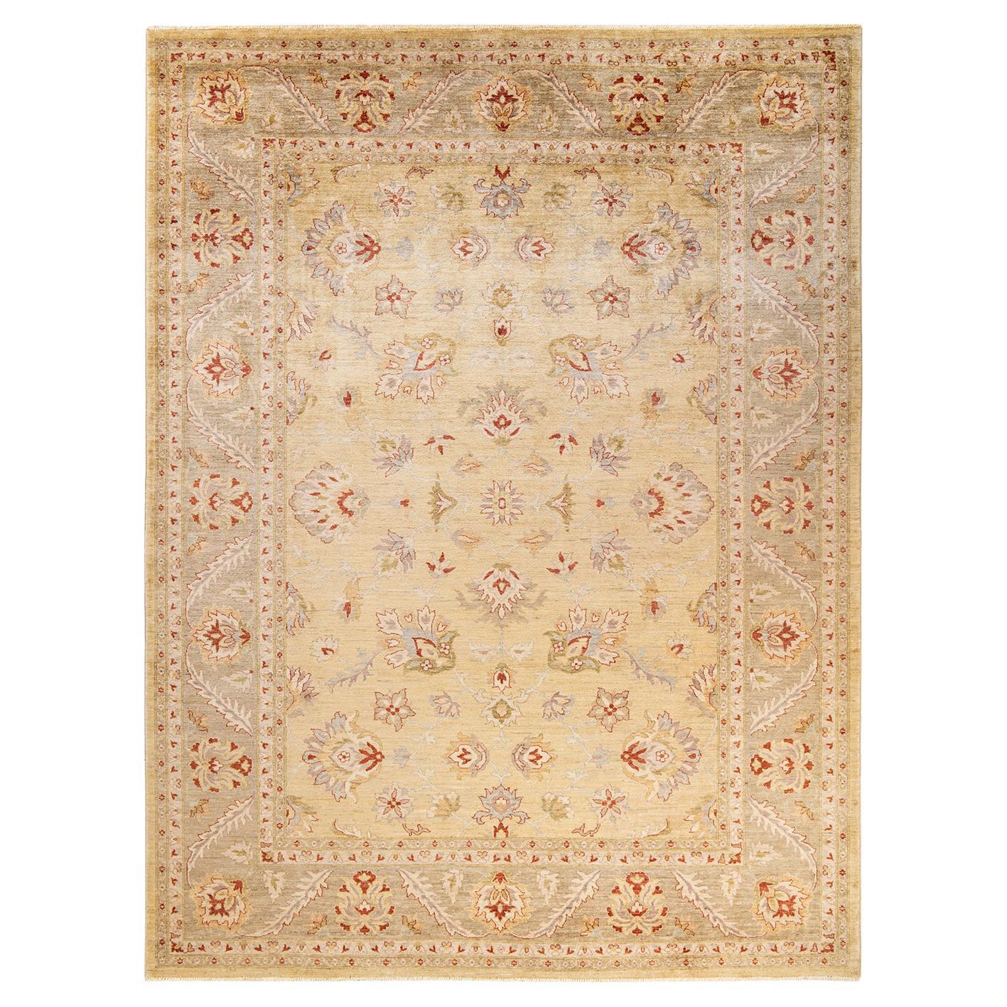 One-of-a-kind Hand Made Contemporary Eclectic Ivory Area Rug For Sale