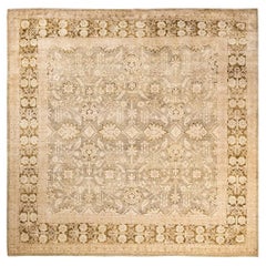 One-of-a-Kind Hand Made Contemporary Eclectic Ivory Area Rug