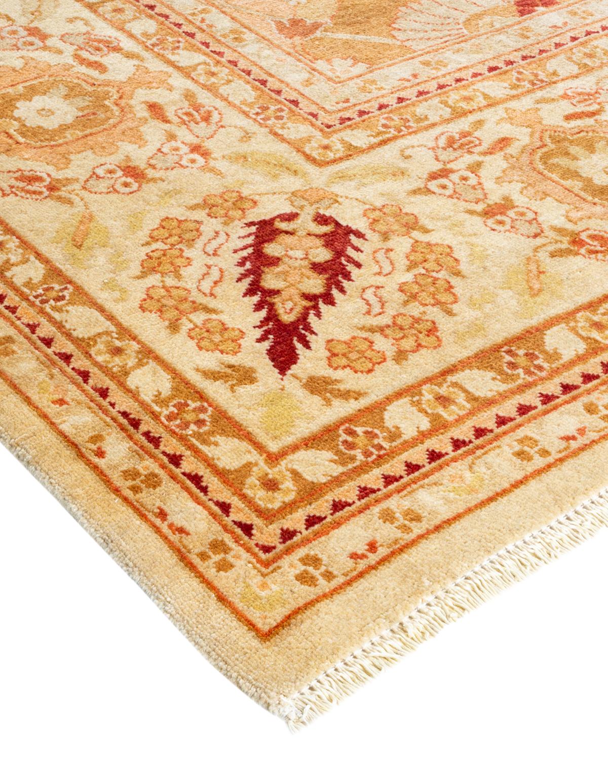 One-of-a-kind Hand Made Contemporary Eclectic Ivory Area Rug For Sale 2