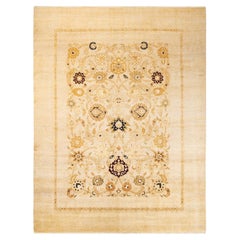One-Of-A-Kind Hand Made Contemporary Eclectic Ivory Area Rug