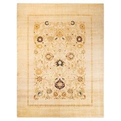 One-Of-A-Kind Hand Made Contemporary Eclectic Ivory Area Rug