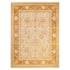 One-Of-A-Kind Hand Made Contemporary Eclectic Ivory Area Rug