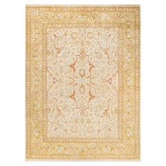One-of-a-Kind Hand Made Contemporary Eclectic Ivory Area Rug