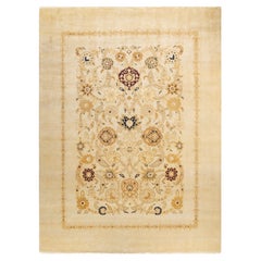 One-of-a-Kind Hand Made Contemporary Eclectic Ivory Area Rug