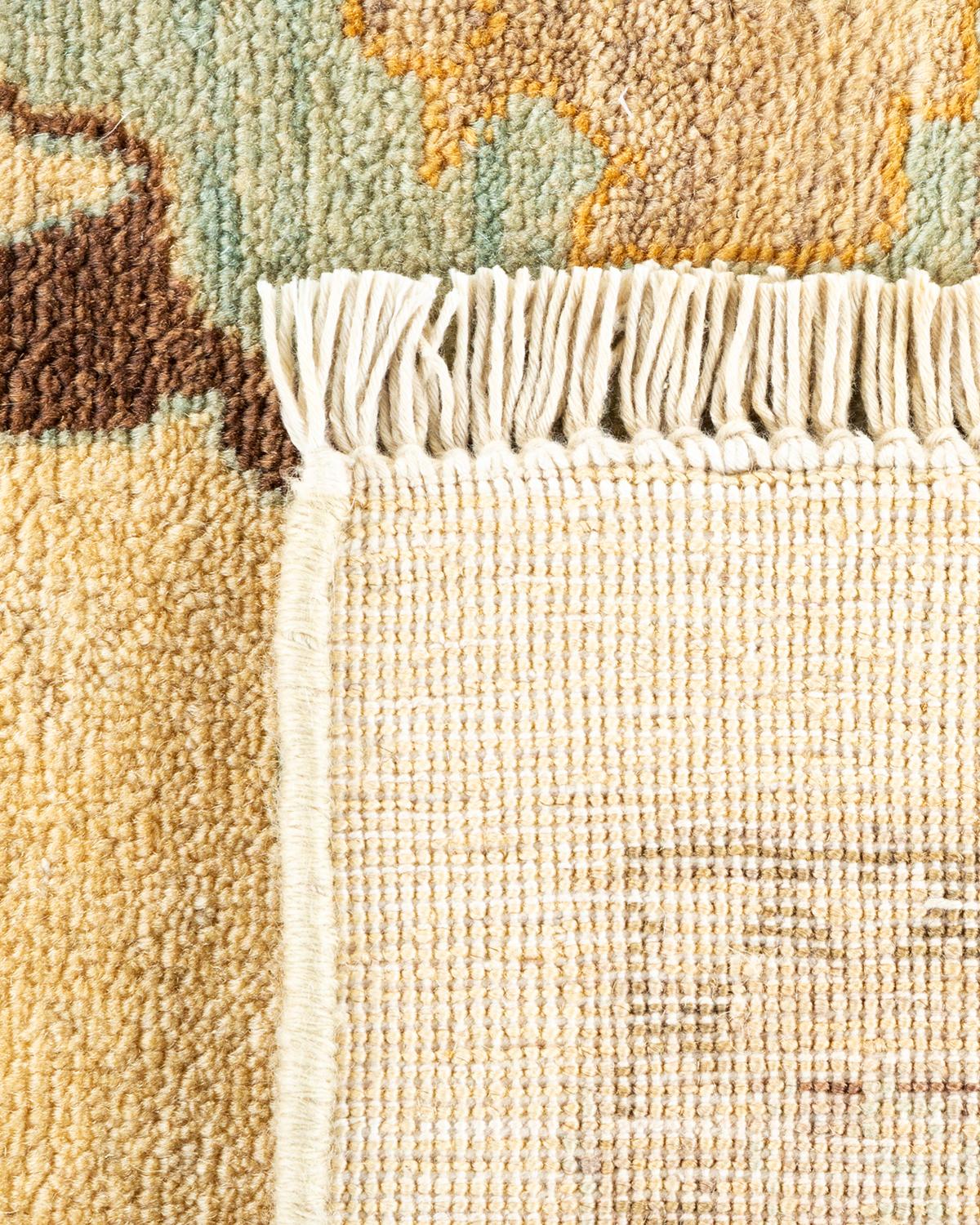 Annodato a mano Tappeto contemporaneo eclettico avorio Hand Made unico nel suo genere in vendita