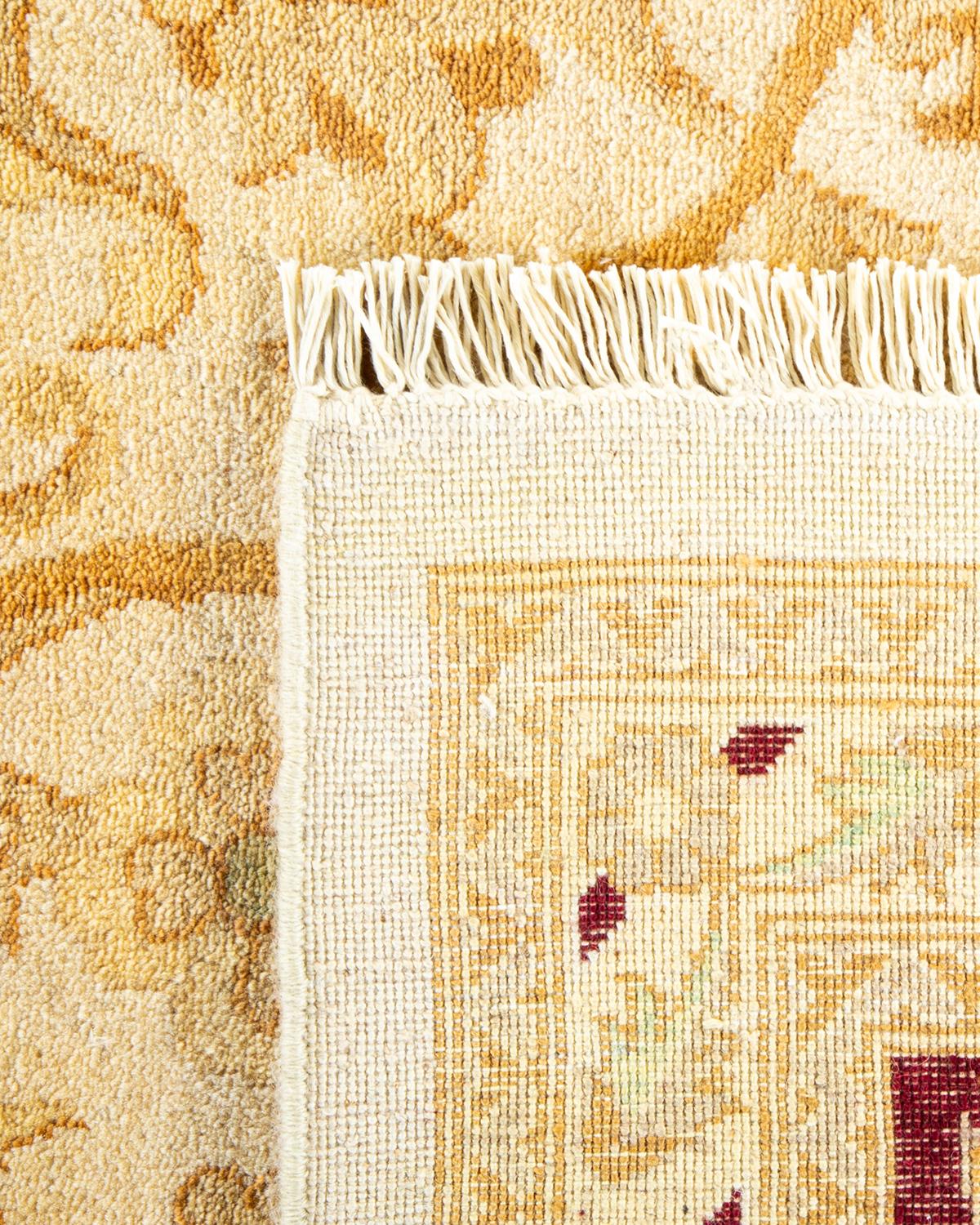 Hand-Knotted One-of-a-Kind Hand Made Contemporary Eclectic Ivory Area Rug For Sale