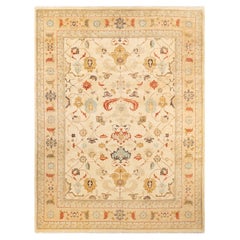 One-of-a-kind Hand Made Contemporary Eclectic Ivory Area Rug