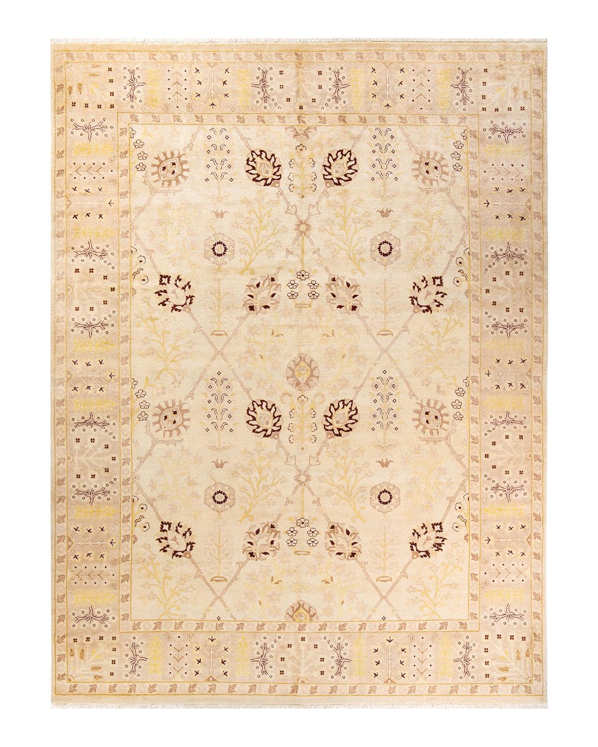 Other One-of-a-Kind Hand Made Contemporary Eclectic Ivory Area Rug For Sale