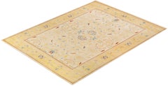 One-of-a-Kind Hand Made Contemporary Eclectic Ivory Area Rug