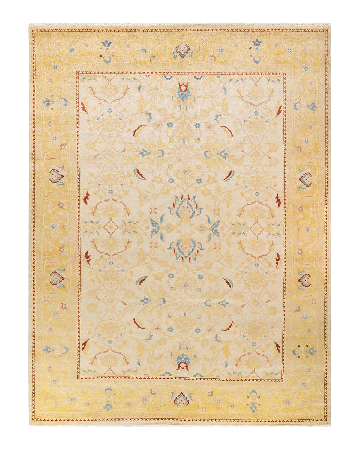 Other One-of-a-Kind Hand Made Contemporary Eclectic Ivory Area Rug For Sale
