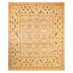 One-Of-A-Kind Hand Made Contemporary Eclectic Ivory Area Rug