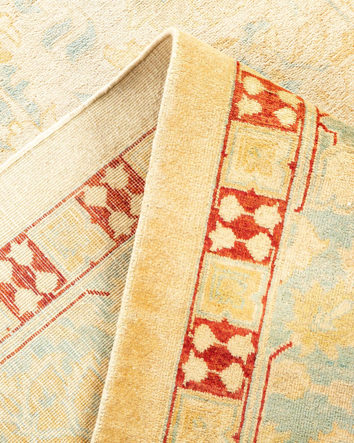 Pakistano Tappeto contemporaneo eclettico avorio Hand Made unico nel suo genere in vendita