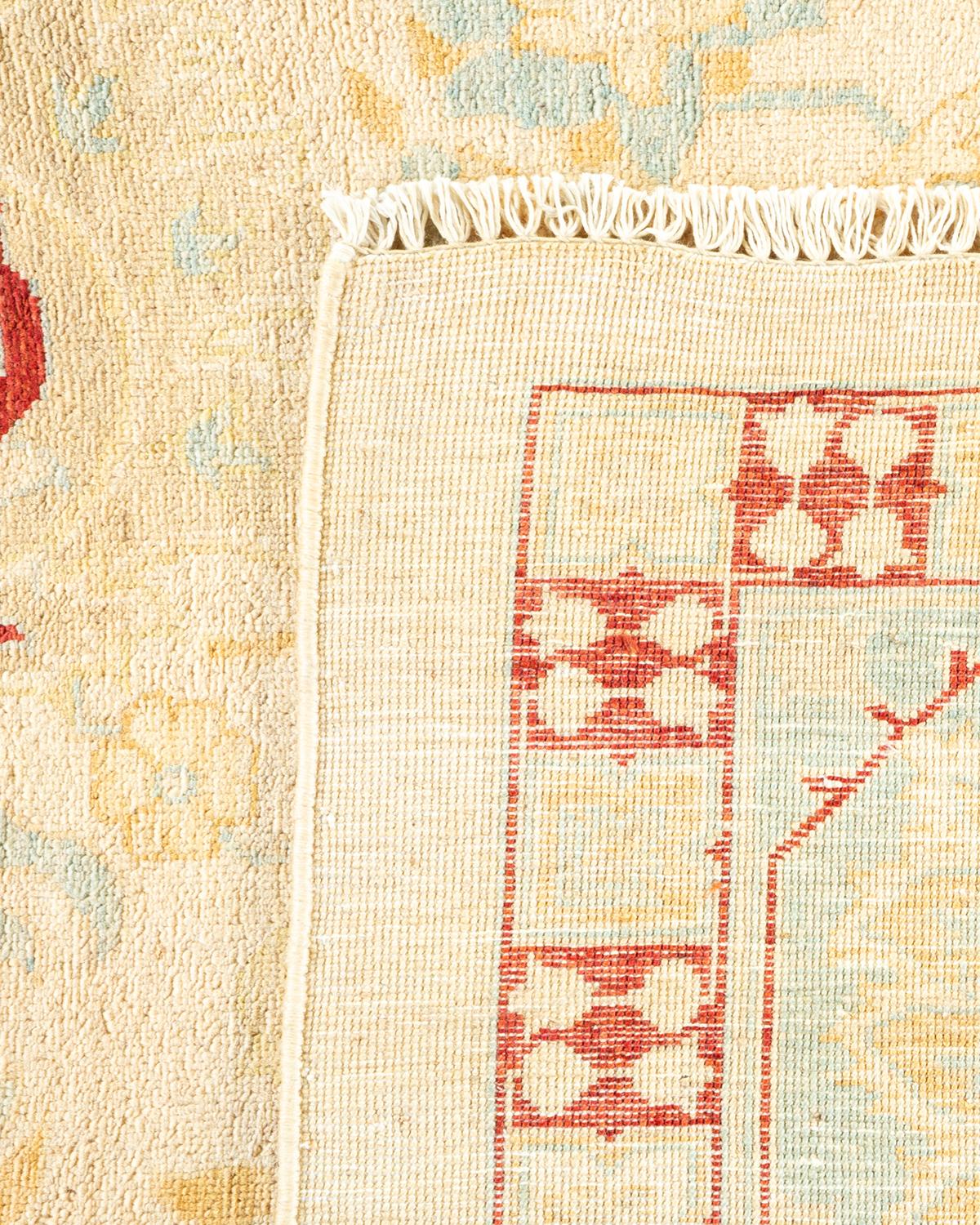 Annodato a mano Tappeto contemporaneo eclettico avorio Hand Made unico nel suo genere in vendita