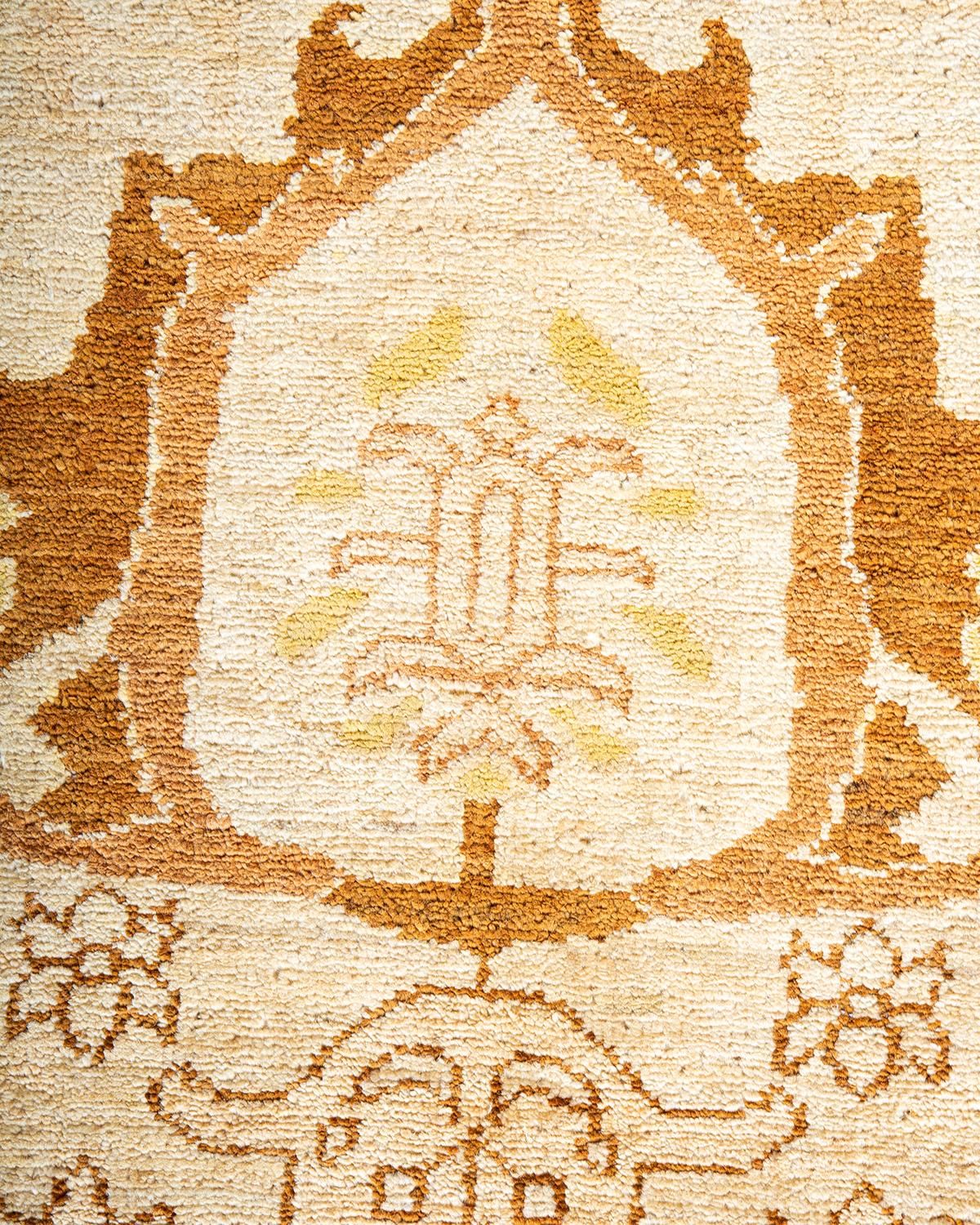 Wool One-of-a-Kind Hand Made Contemporary Eclectic Ivory Area Rug For Sale