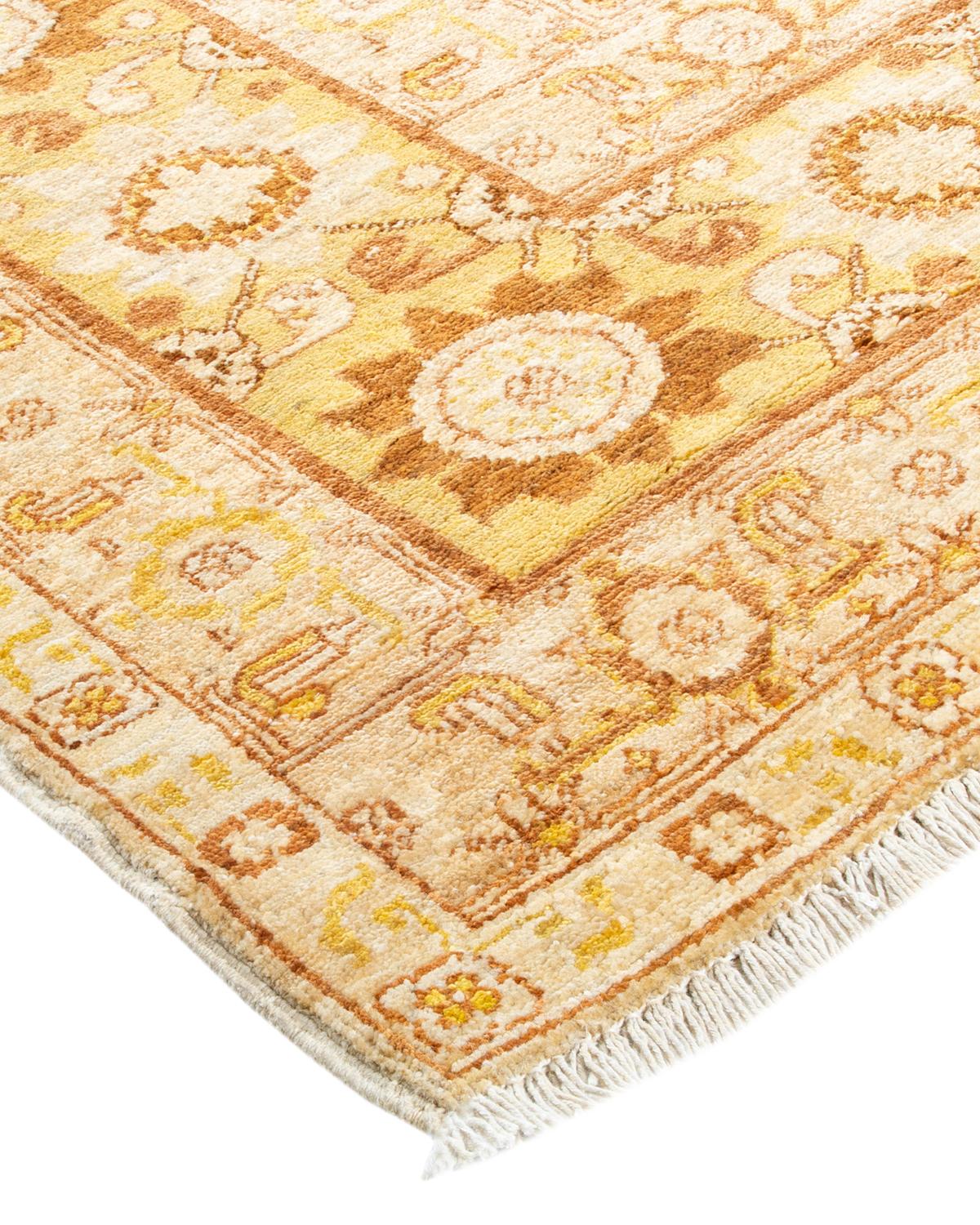 One-of-a-Kind Hand Made Contemporary Eclectic Ivory Area Rug For Sale 1