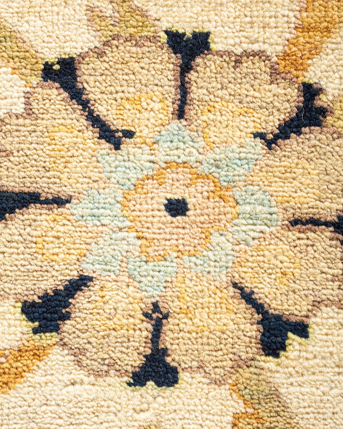Wool One-Of-A-Kind Hand Made Contemporary Eclectic Ivory Area Rug For Sale