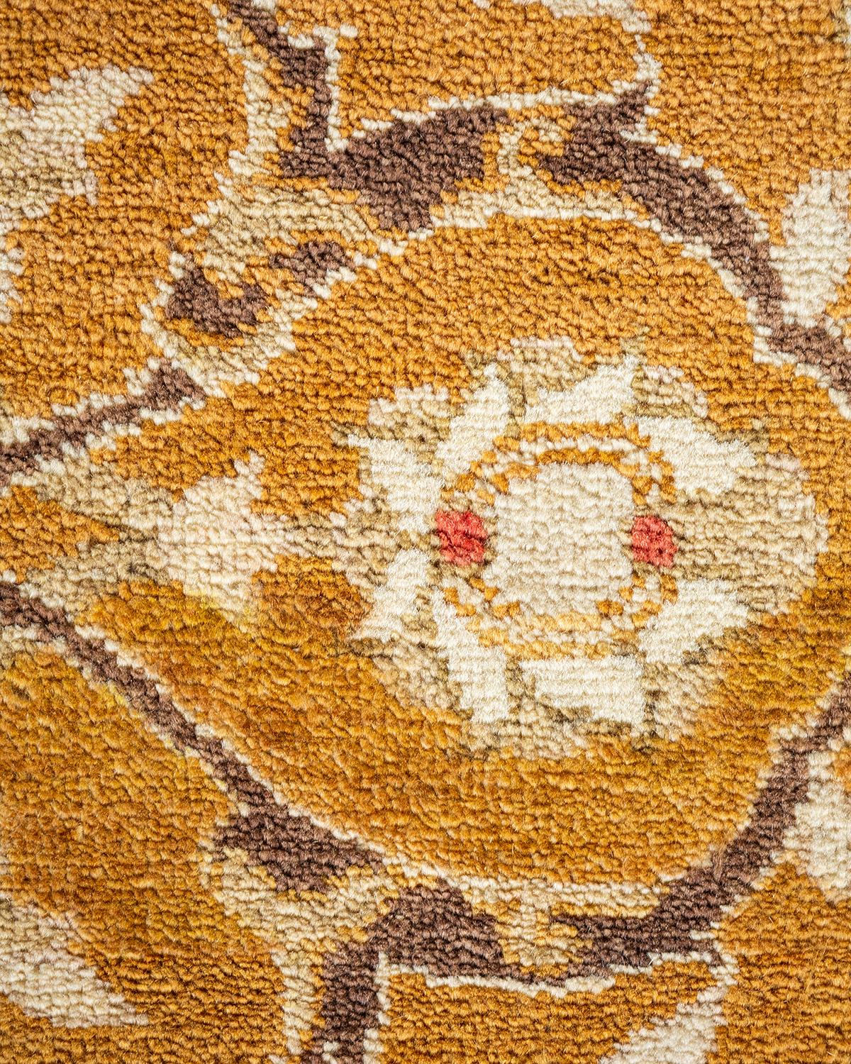 Wool One-of-a-kind Hand Made Contemporary Eclectic Ivory Area Rug For Sale