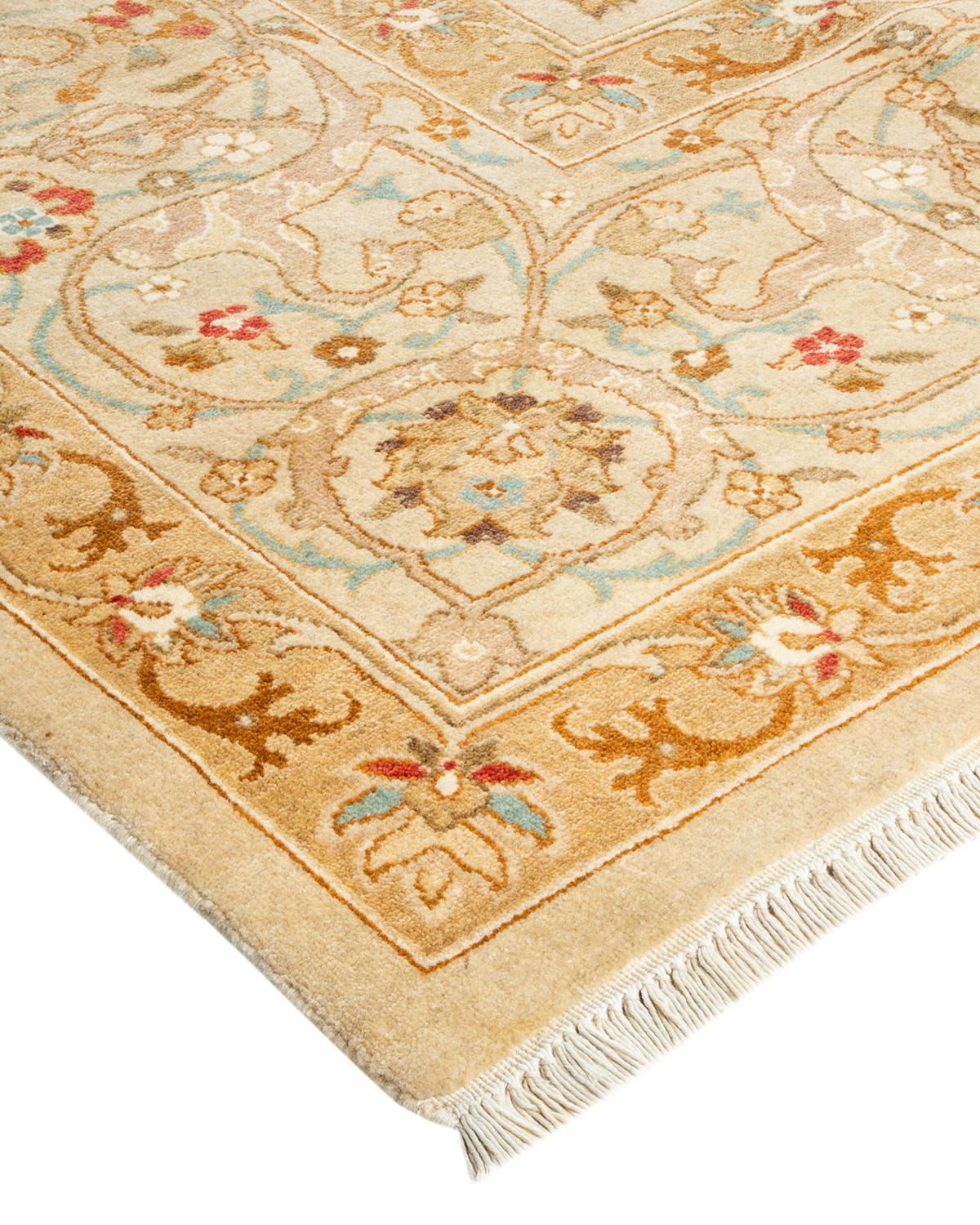 One-of-a-kind Hand Made Contemporary Eclectic Ivory Area Rug For Sale 1