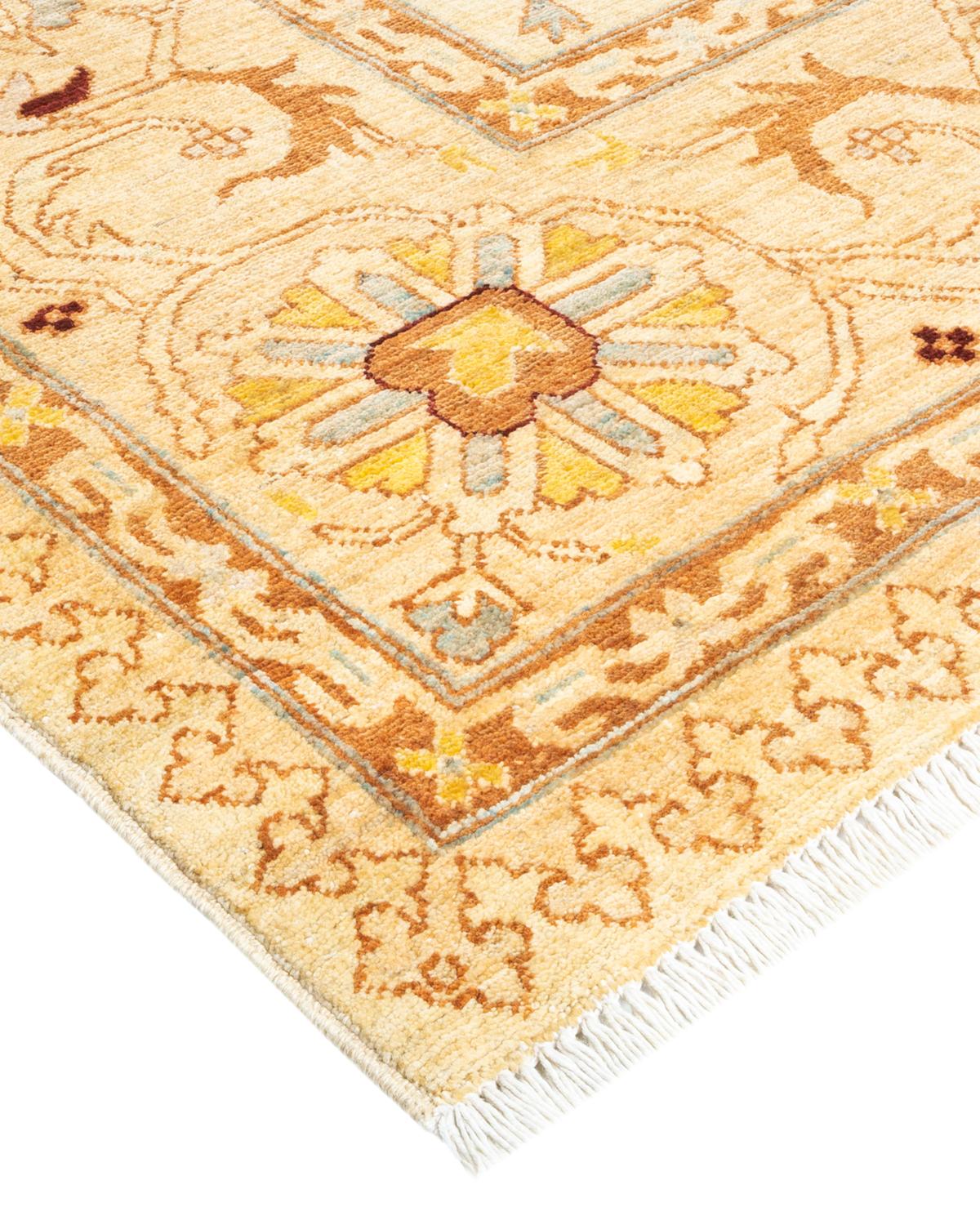 One-Of-A-Kind Hand Made Contemporary Eclectic Ivory Area Rug For Sale 2