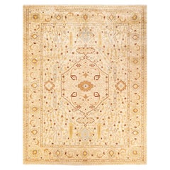 One-Of-A-Kind Hand Made Contemporary Eclectic Ivory Area Rug