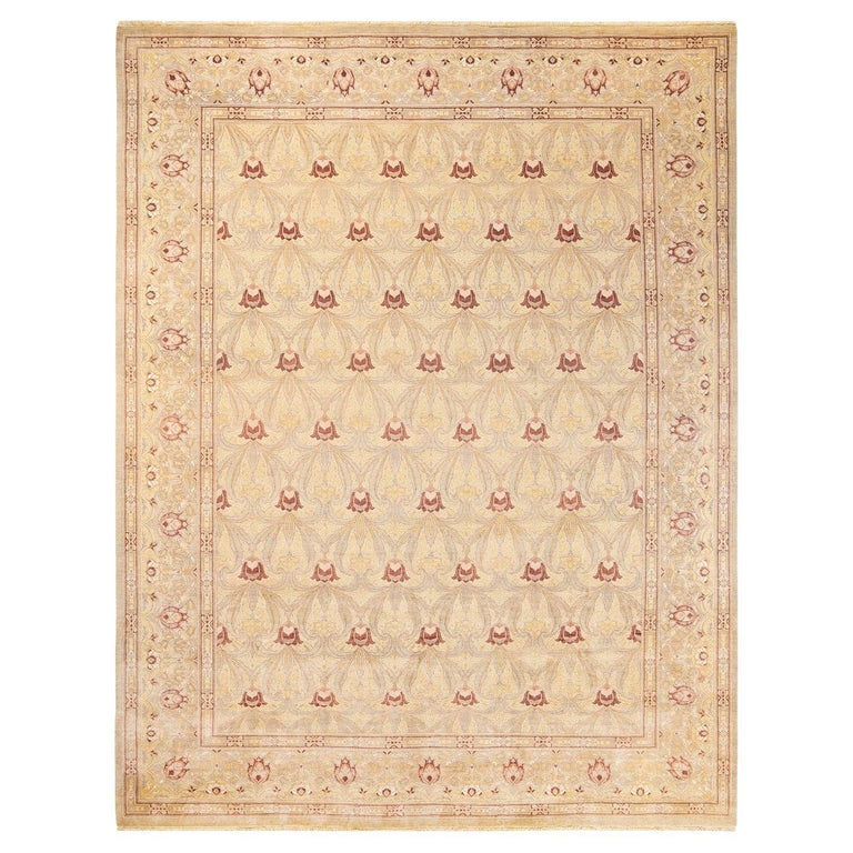 Ivory Rug Handmade One-Of-A-Kind Hand Made Contemporary Eclectic Ivory Area Rug For Sale ...