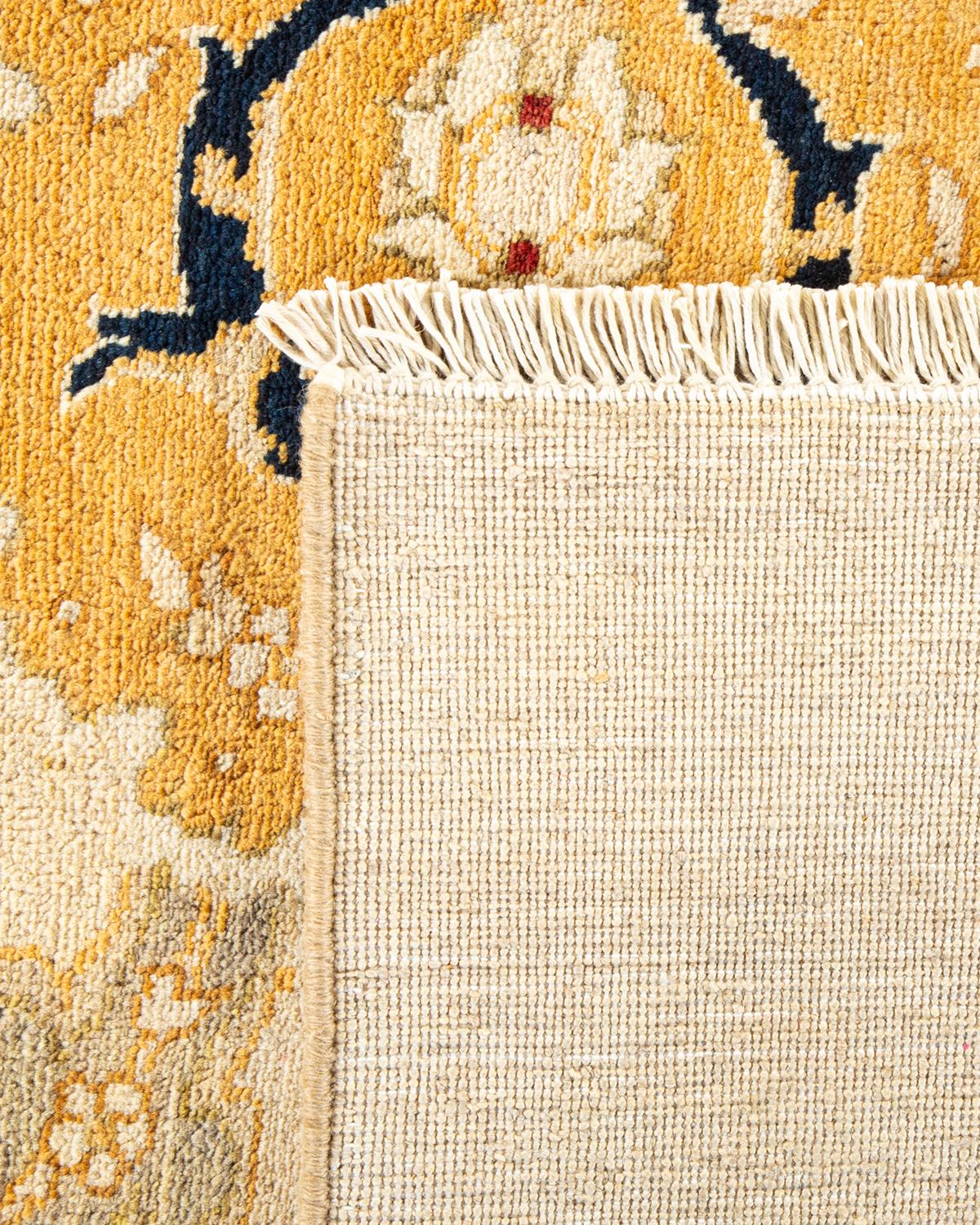 Hand-Knotted One-Of-A-Kind Hand Made Contemporary Eclectic Ivory Area Rug For Sale