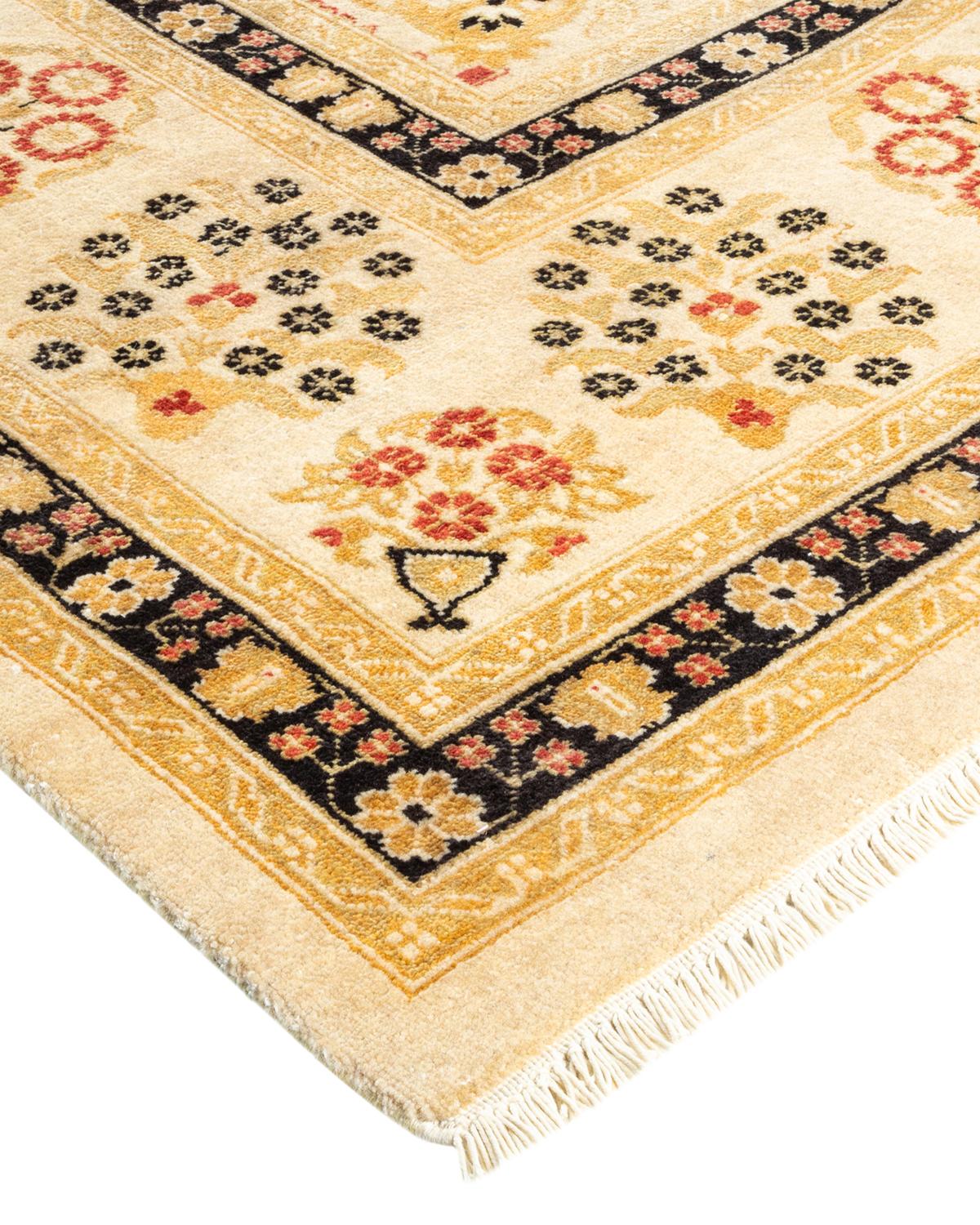 One-of-a-Kind Hand Made Contemporary Eclectic Ivory Area Rug For Sale 1
