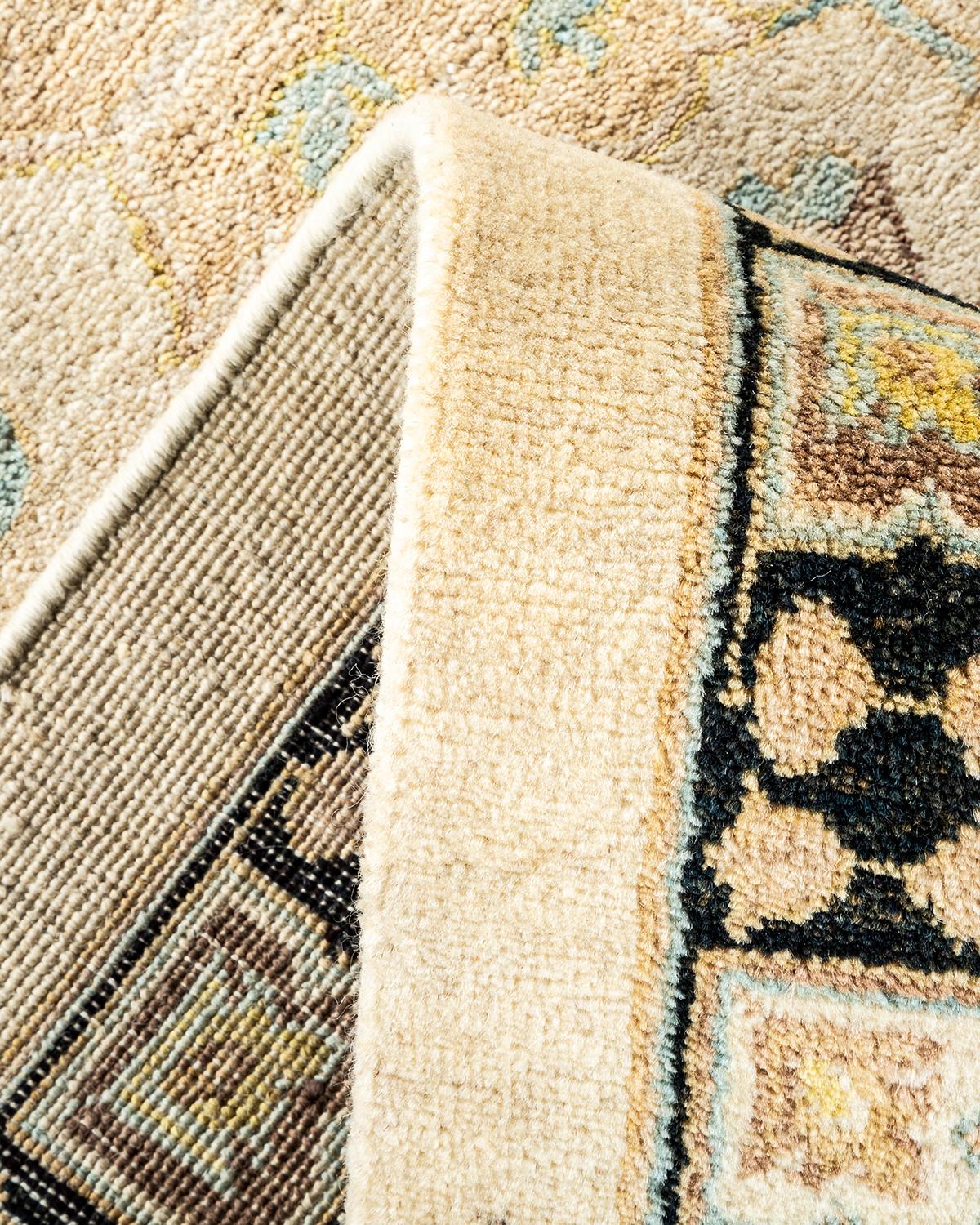 Pakistani One-of-a-Kind Hand Made Contemporary Eclectic Ivory Area Rug For Sale