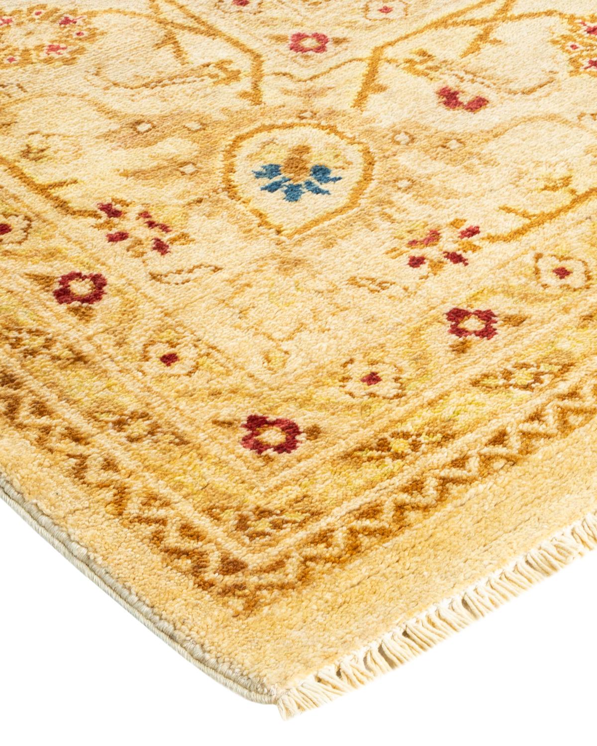 Hand-Knotted One-of-a-kind Hand Made Contemporary Eclectic Ivory Area Rug For Sale