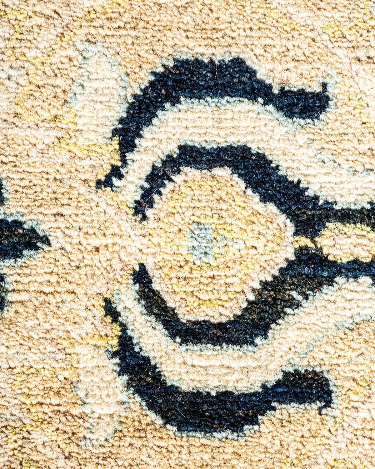 Wool One-of-a-Kind Hand Made Contemporary Eclectic Ivory Area Rug For Sale