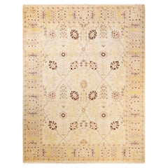 One-of-a-Kind Hand Made Contemporary Eclectic Ivory Area Rug