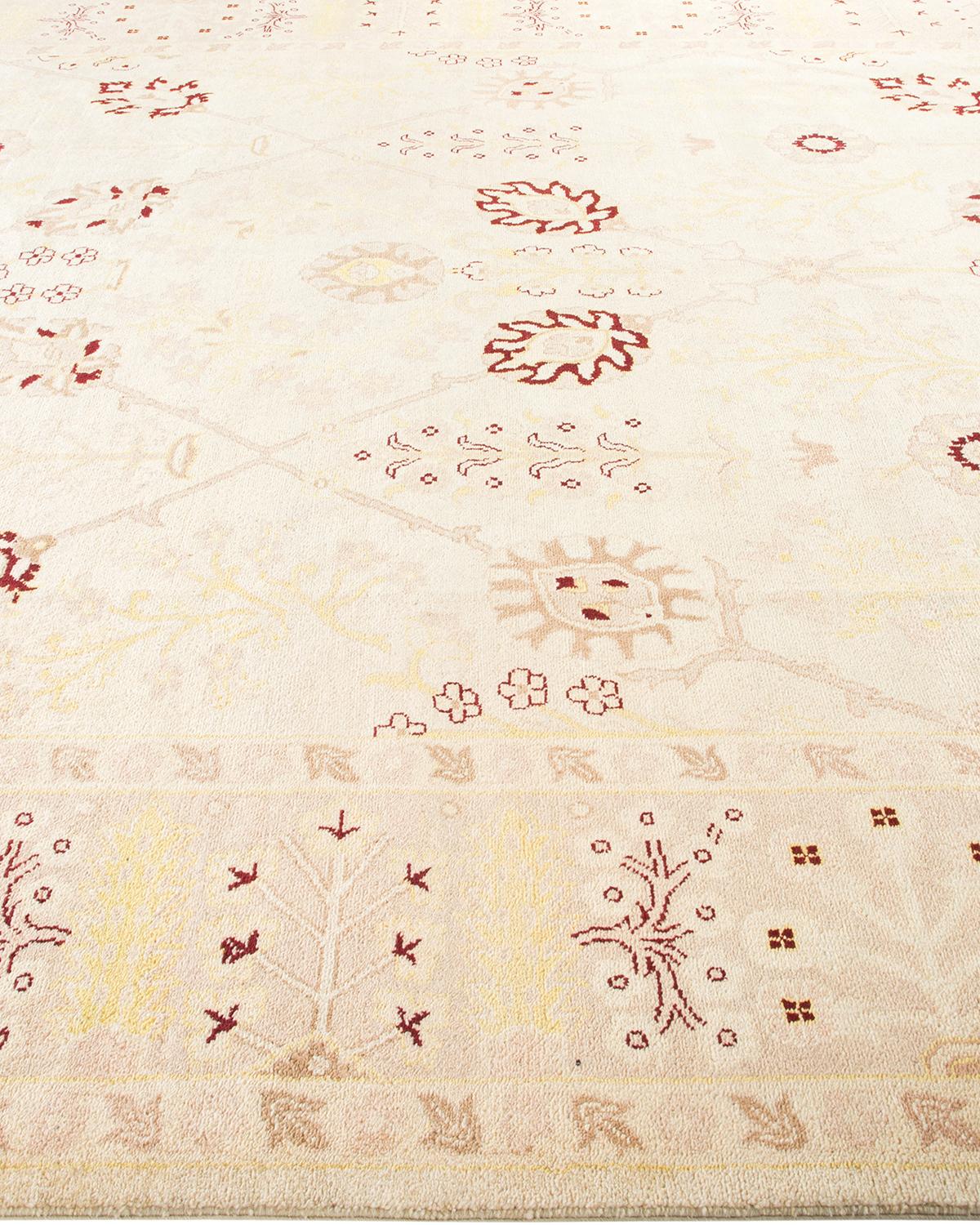 Tapis contemporain éclectique en ivoire fait à la main unique en son genre Neuf - En vente à Norwalk, CT