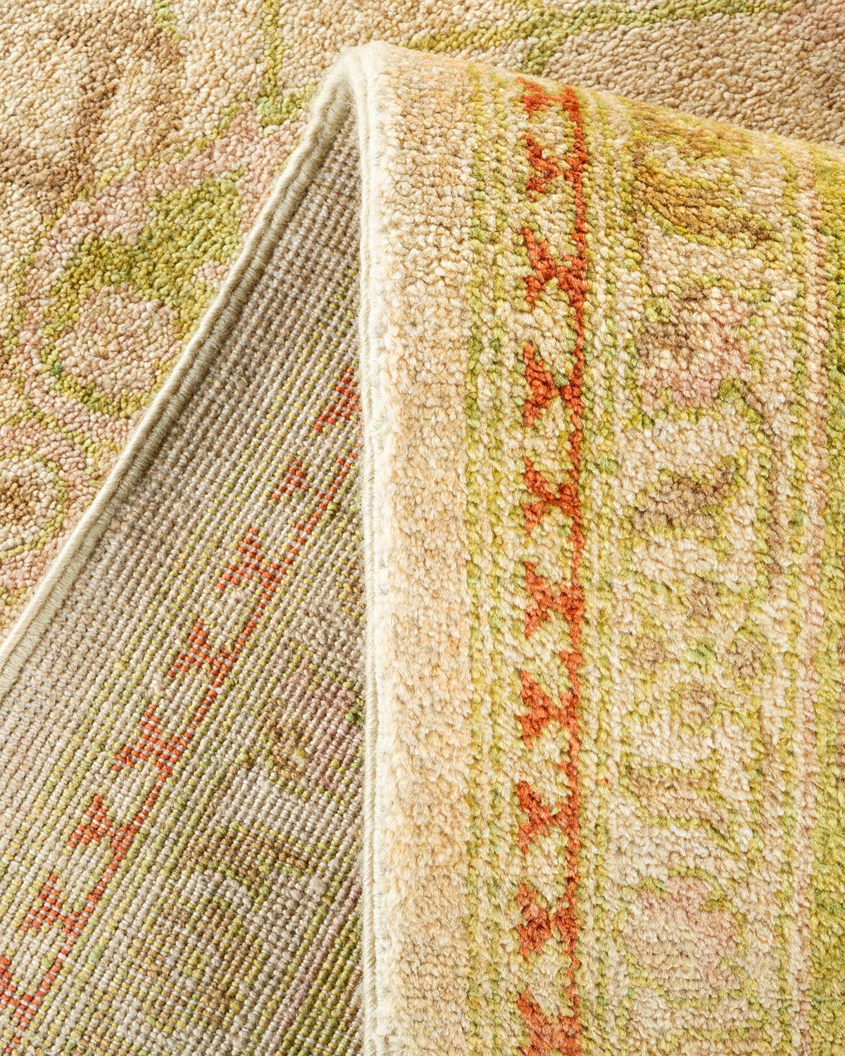 Pakistani One-Of-A-Kind Hand Made Contemporary Eclectic Ivory Area Rug For Sale