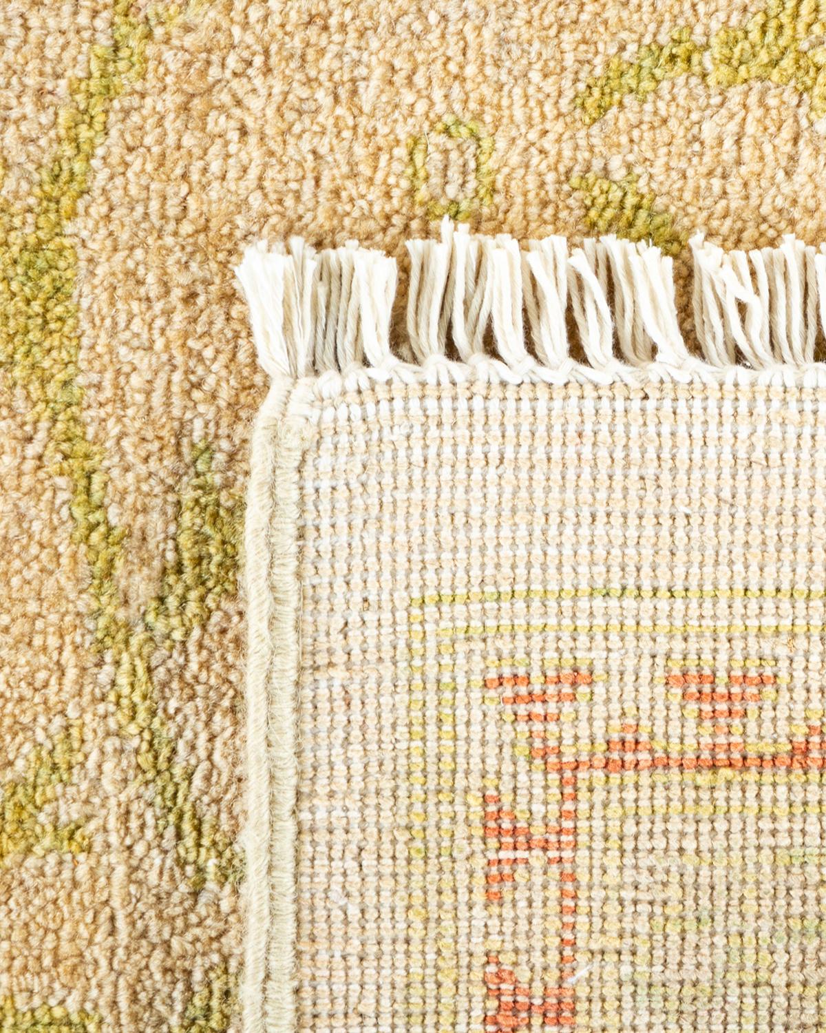 Hand-Knotted One-Of-A-Kind Hand Made Contemporary Eclectic Ivory Area Rug For Sale