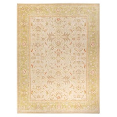 One-Of-A-Kind Hand Made Contemporary Eclectic Ivory Area Rug