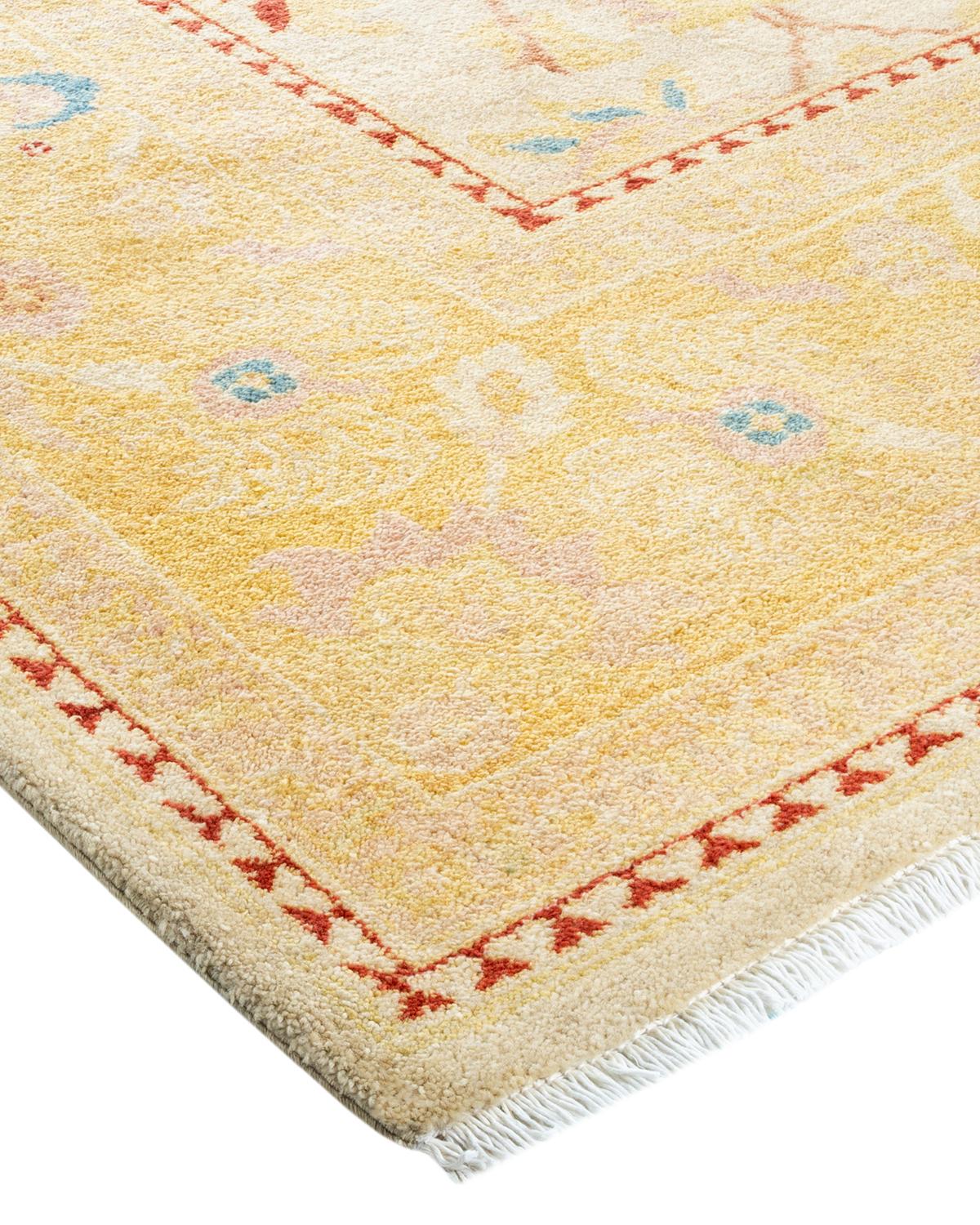 One-Of-A-Kind Hand Made Contemporary Eclectic Ivory Area Rug  For Sale 1