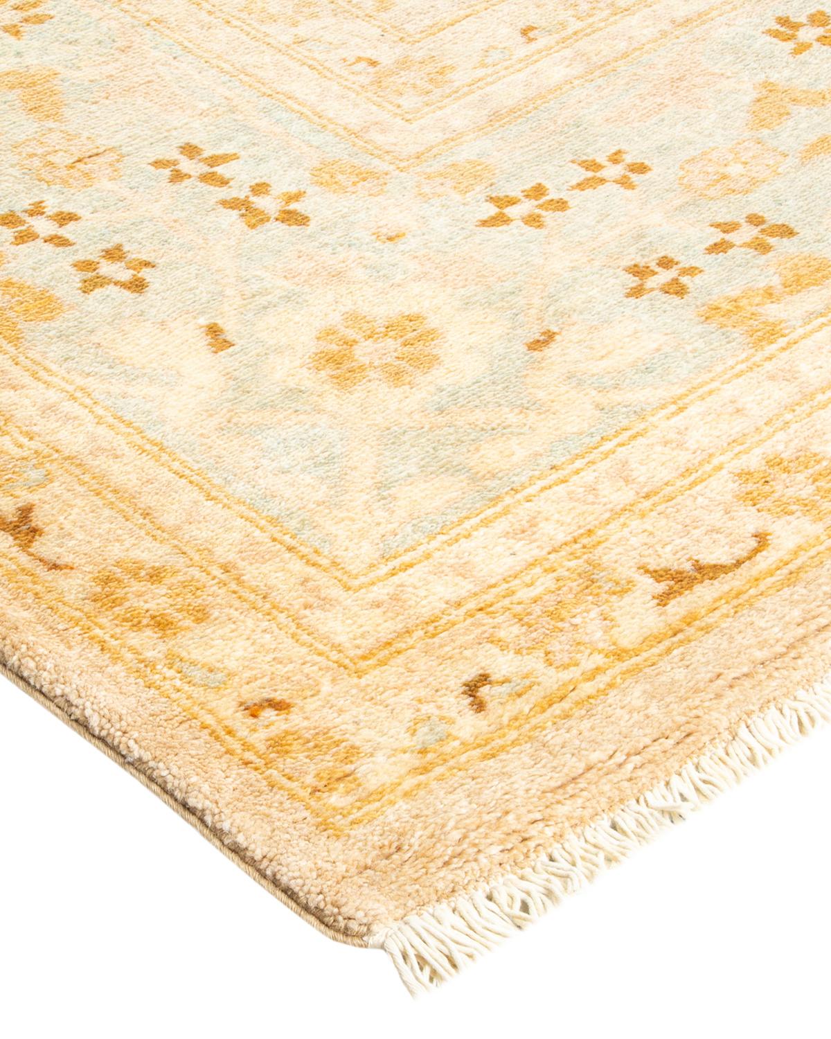 One-of-a-Kind Hand Made Contemporary Eclectic Ivory Area Rug For Sale 2
