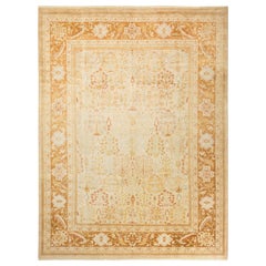 One-of-a-Kind Hand Made Contemporary Eclectic Ivory Area Rug