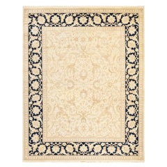 One-of-a-kind Hand Made Contemporary Eclectic Ivory Area Rug