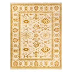 One-Of-A-Kind Hand Made Contemporary Eclectic Ivory Area Rug