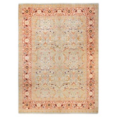 One-of-a-kind Hand Made Contemporary Eclectic Light Blue Area Rug