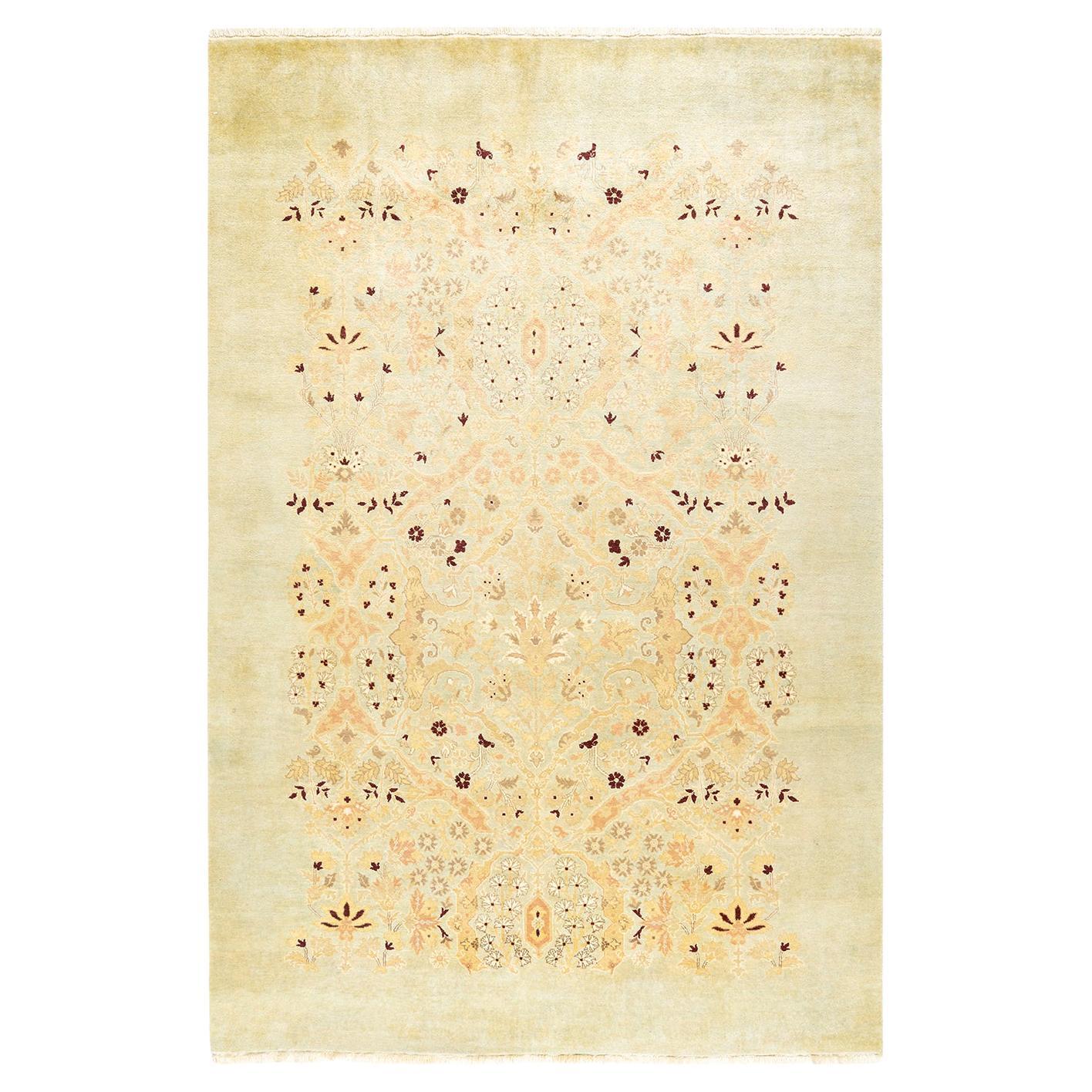 One-of-a-kind Hand Made Contemporary Eclectic Light Blue Area Rug For Sale