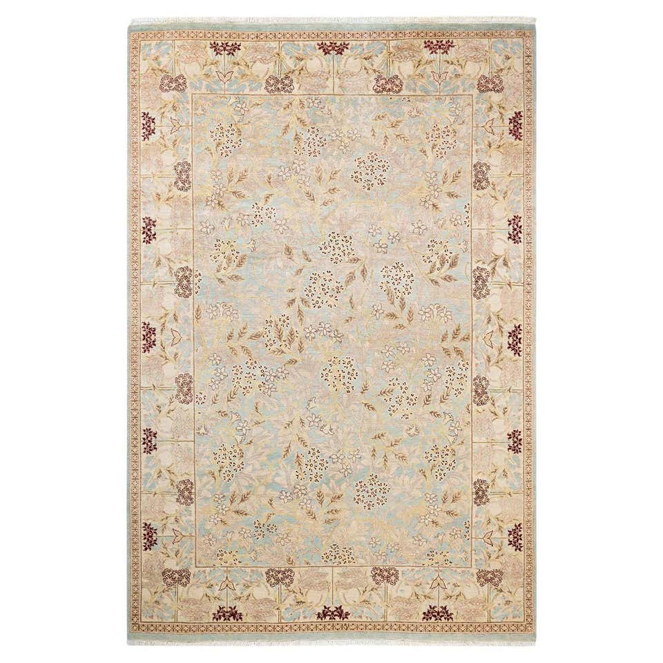 One-Of-A-Kind Hand Made Contemporary Eclectic Light Blue Area Rug For ...