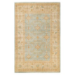 One-of-a-Kind Hand Made Contemporary Eclectic Light Blue Area Rug