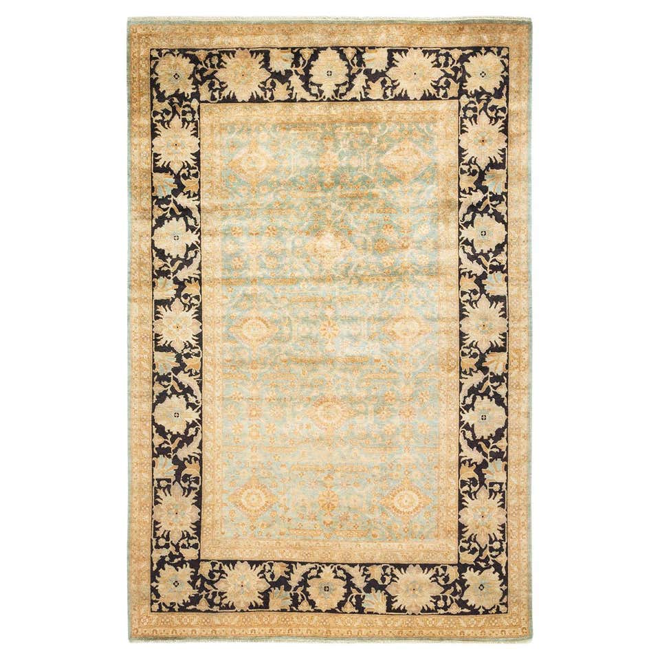 One-Of-A-Kind Hand Made Contemporary Eclectic Light Blue Area Rug For ...